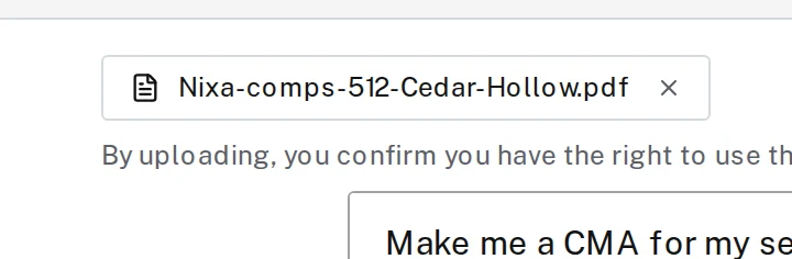 A comps PDF attached above the message box, with the request typed in.
