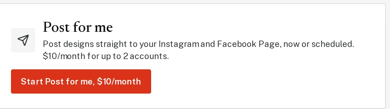 The Post for me section of Settings. The Start Post for me button is circled.